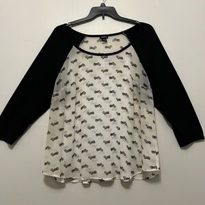 Torrid Motorcycle Pattern Chiffon Raglan Sleeve Top Plus Size 2